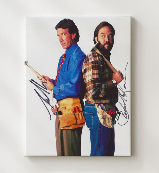 Home Improvement - Tim Allen (Tim Taylor) and Richard Karn (Al Borland) Tool Time Back-to-Back Hammer Pose - Canvas television wall art