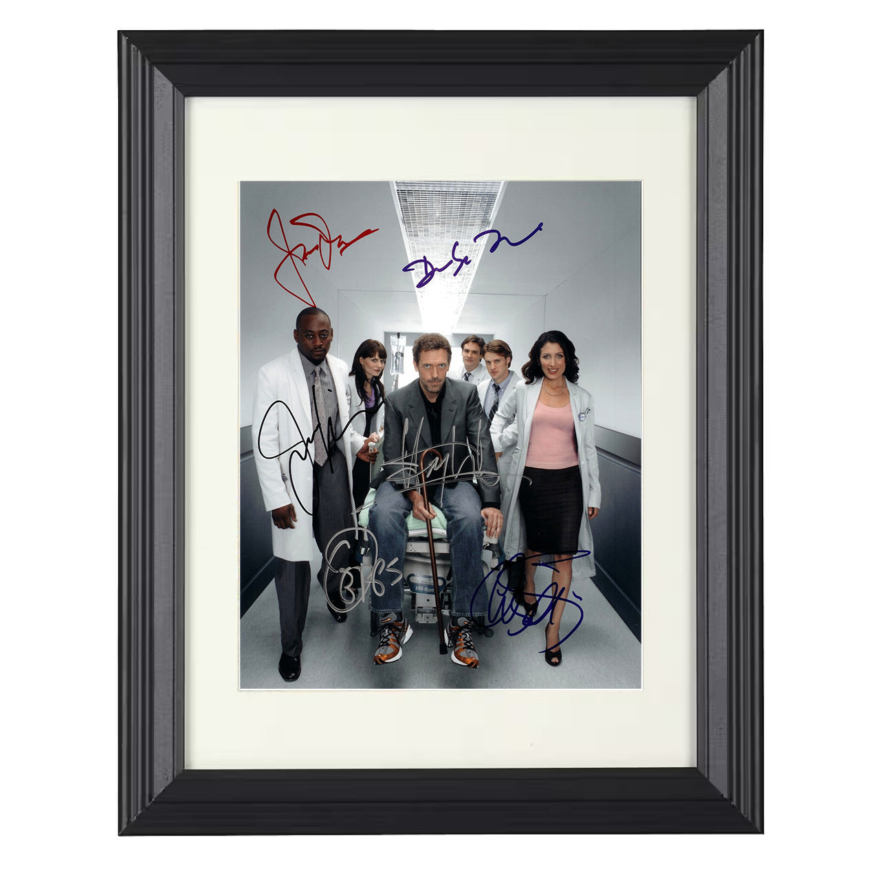 House – Hugh Laurie Doctor House Team Hallway Scene – 8x10 black beveled framed television wall art