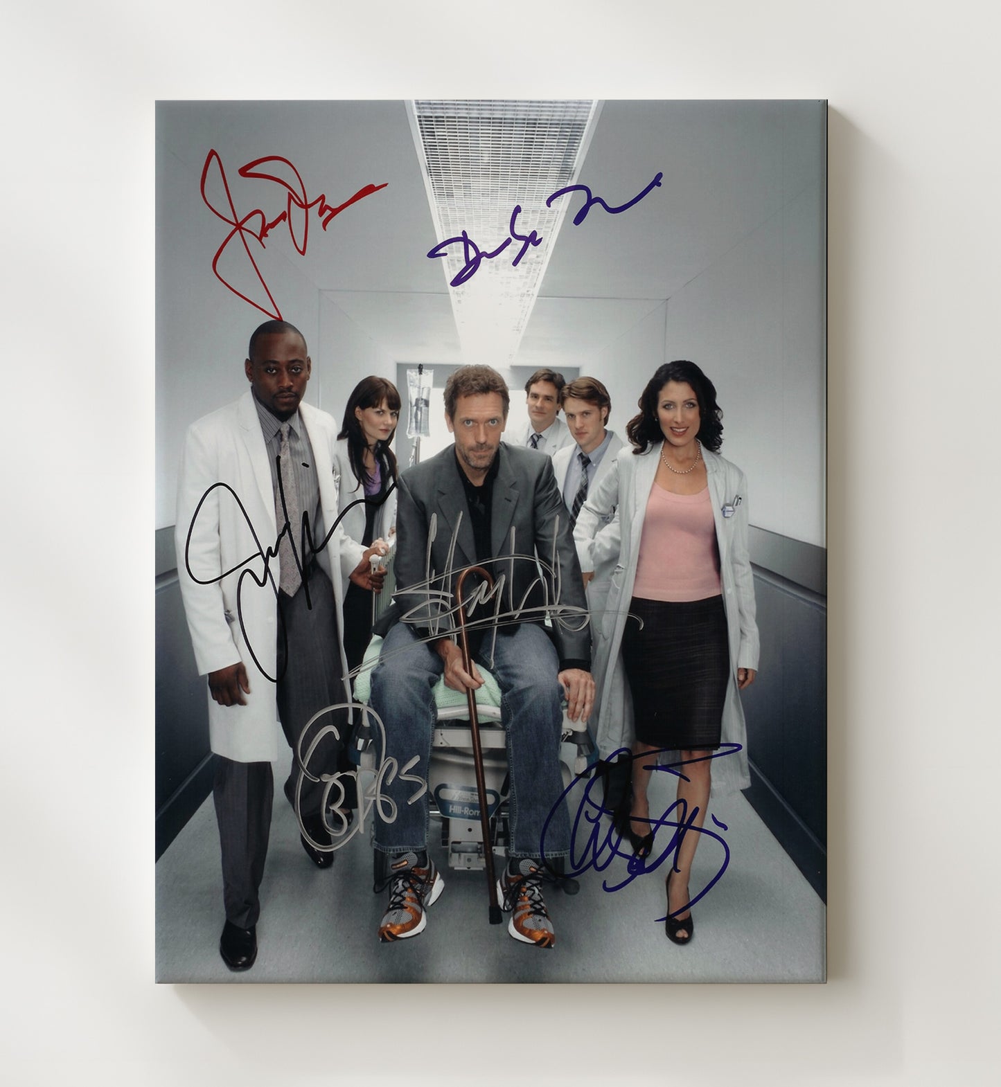 House - Hugh Laurie Doctor House Team Hallway Scene - Vintage Television Wall Art - 20x24 Canvas wall art print - television decor