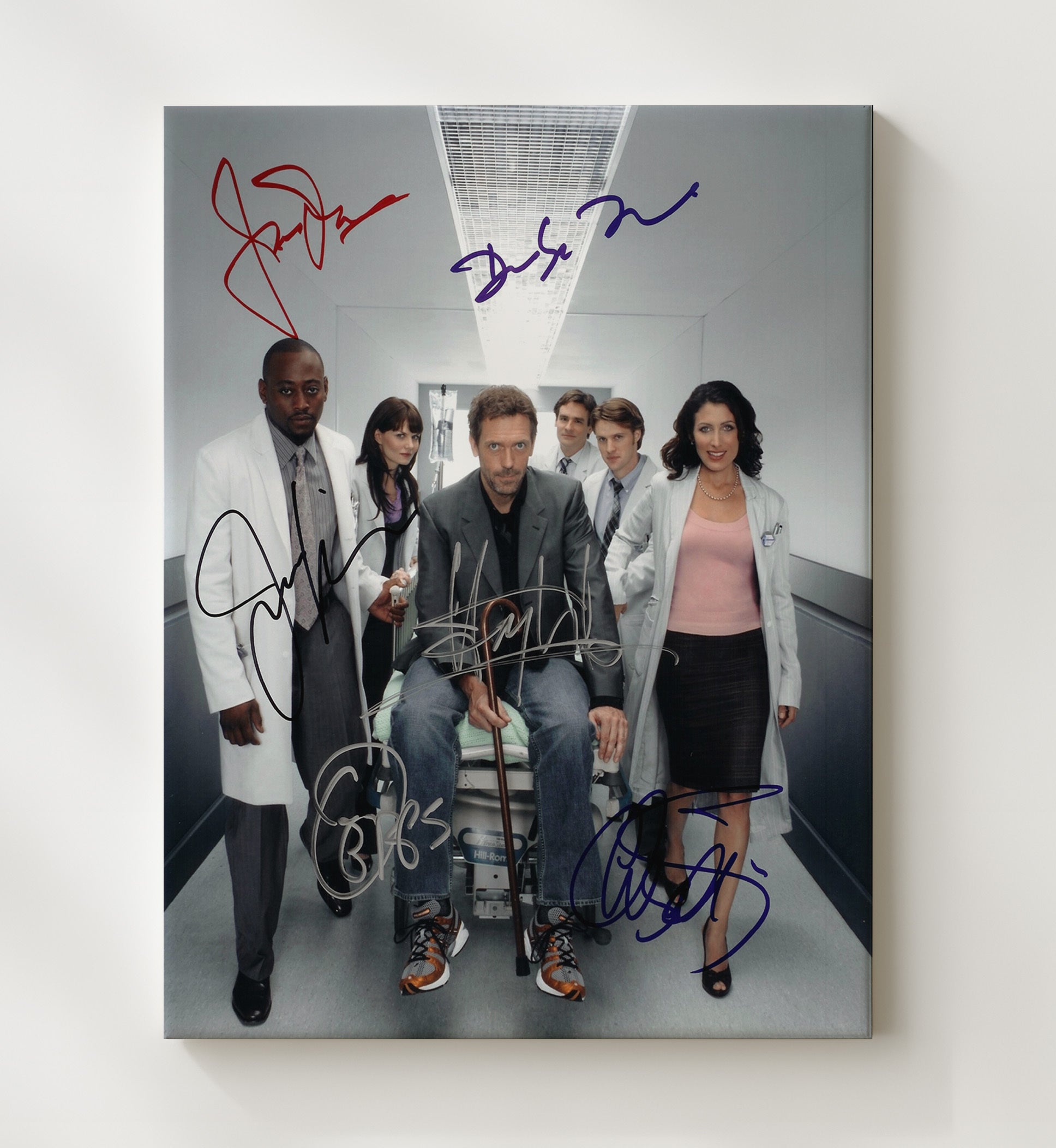 House - Hugh Laurie Doctor House Team Hallway Scene - Vintage Television Wall Art - 20x24 Canvas wall art print - television decor