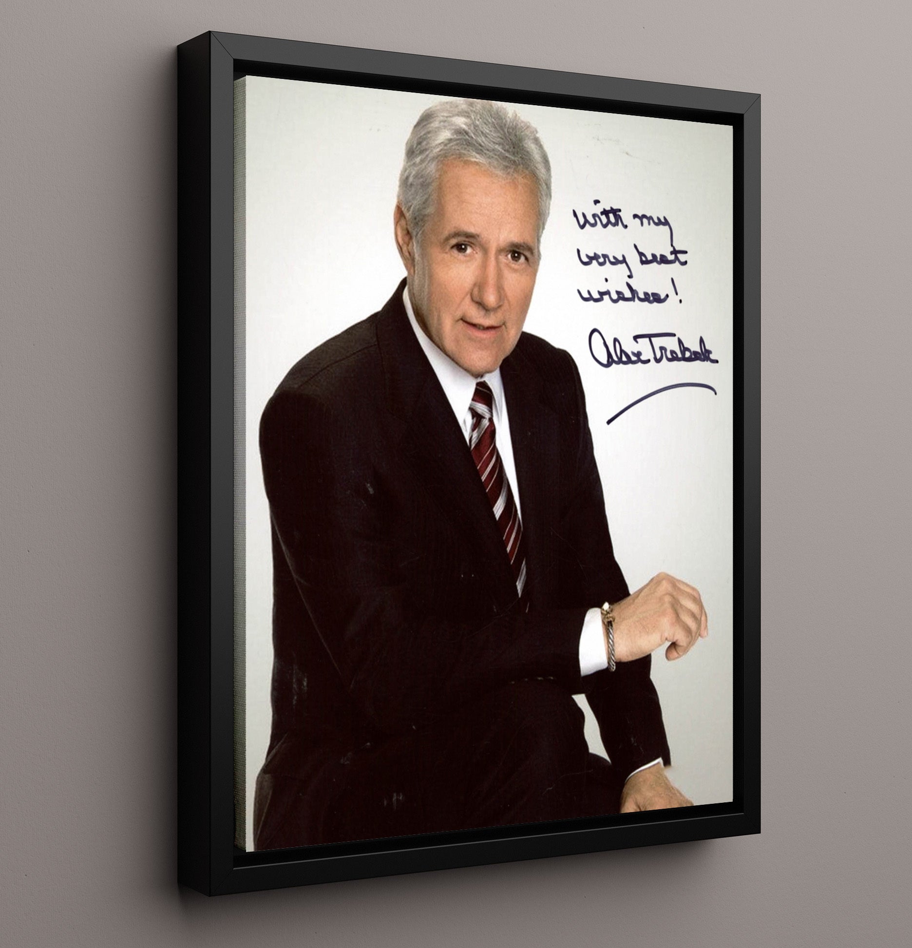 Jeopardy - Alex Trebek Americas Quizmaster - Vintage Television Wall Art - 16x20 Framed Canvas wall art print - television decor