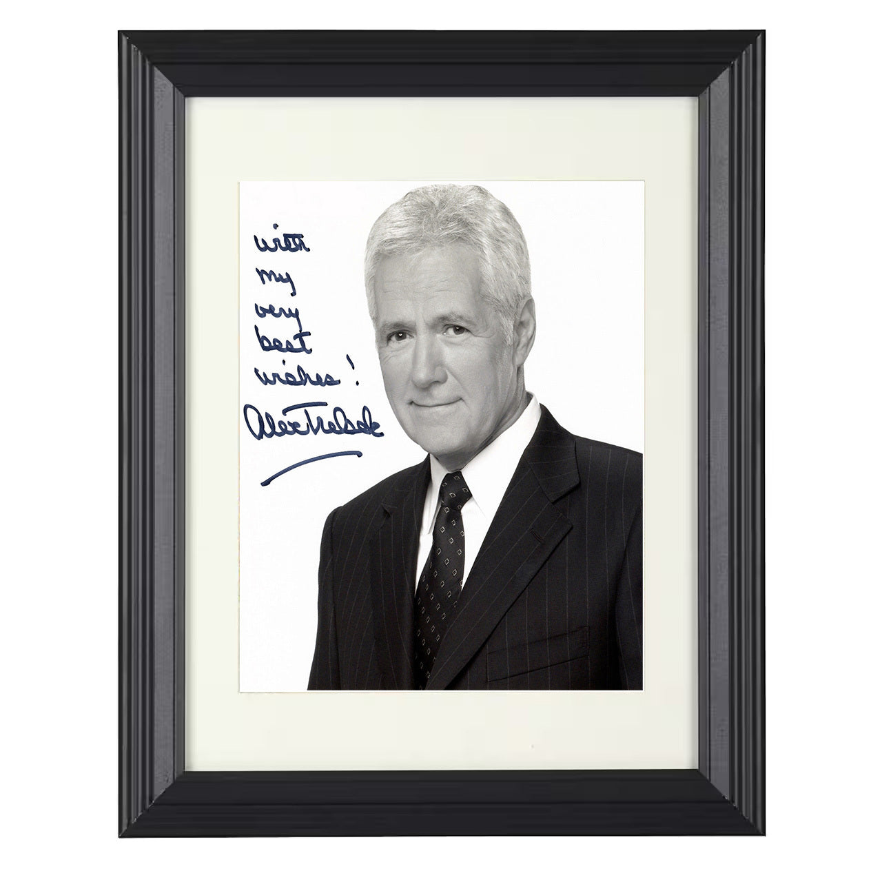 Jeopardy – Alex Trebek Voice of Jeopardy – 8x10 black beveled framed television wall art