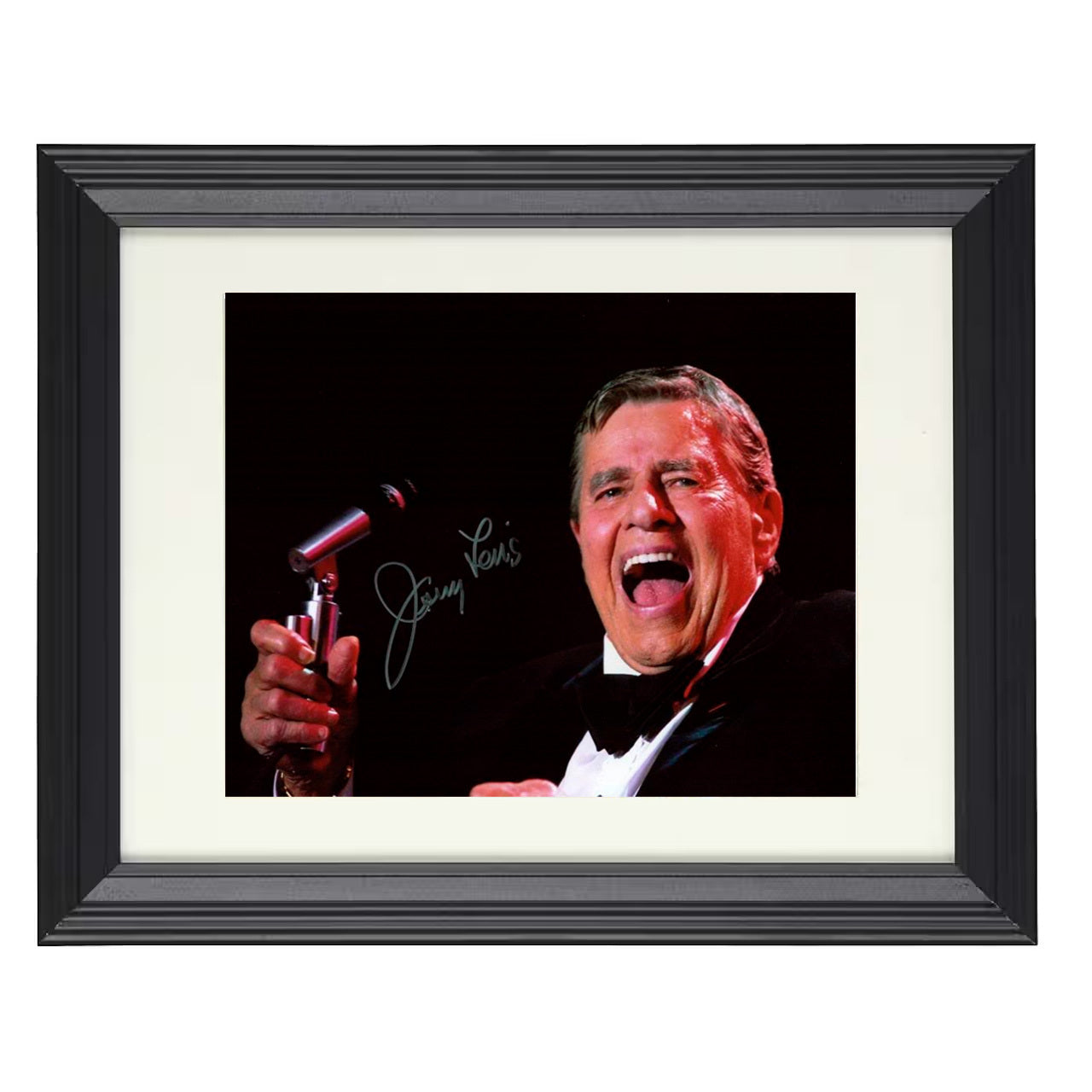 Jerry Lewis Show – Himself Microphone Performance Scene – 8x10 black beveled framed television wall art