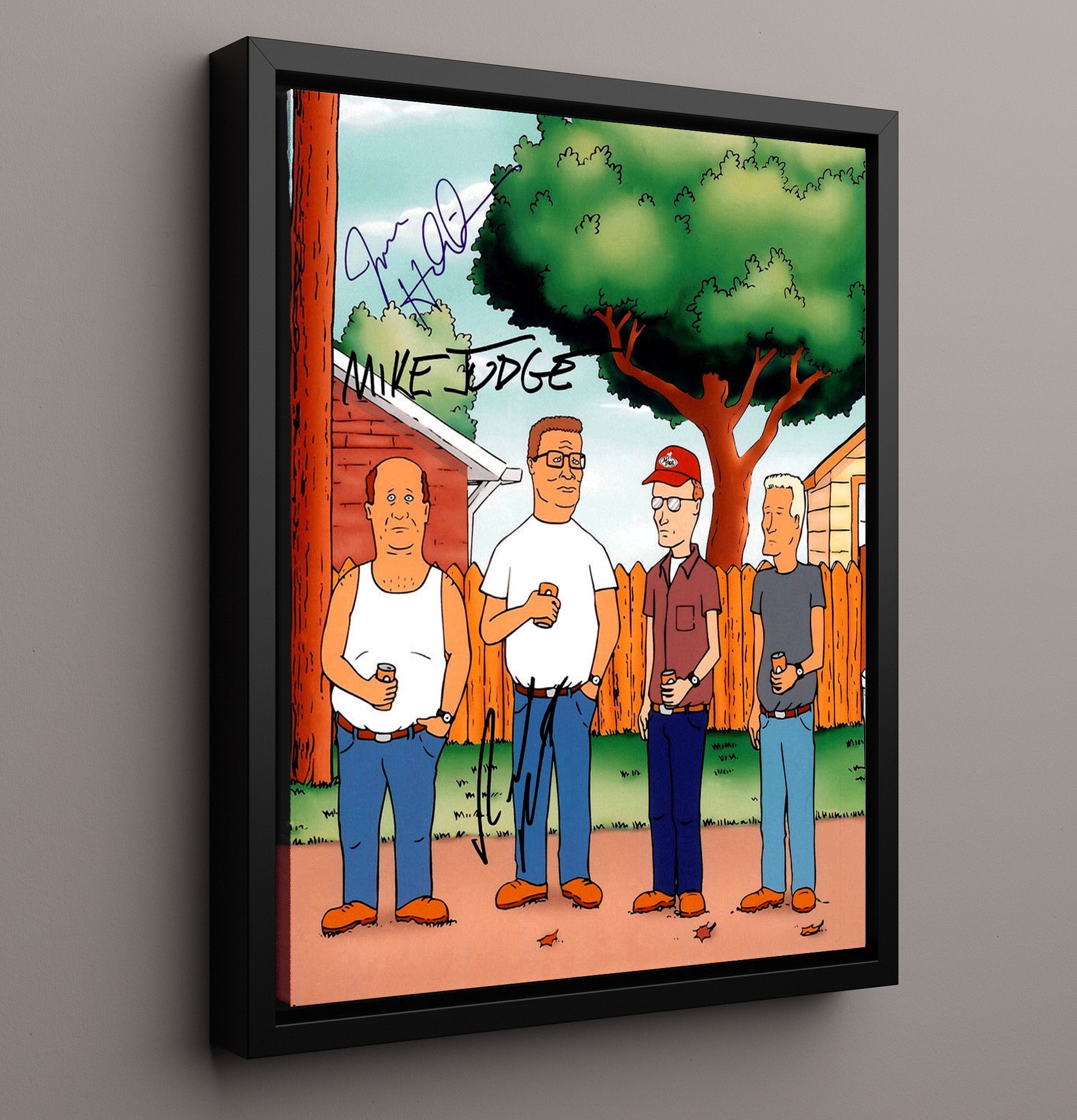 King of the Hill - Cast - Hank Hill Backyard Alley Scene - Vintage Television Wall Art - 16x20 Framed Canvas wall art print - television decor