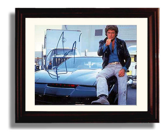Knight Rider - David Hasselhoff (Michael Knight) KITT Red Scanner Car Scene - Vintage Television Wall Art - 8x10 Beveled Frame wall art print - television decor