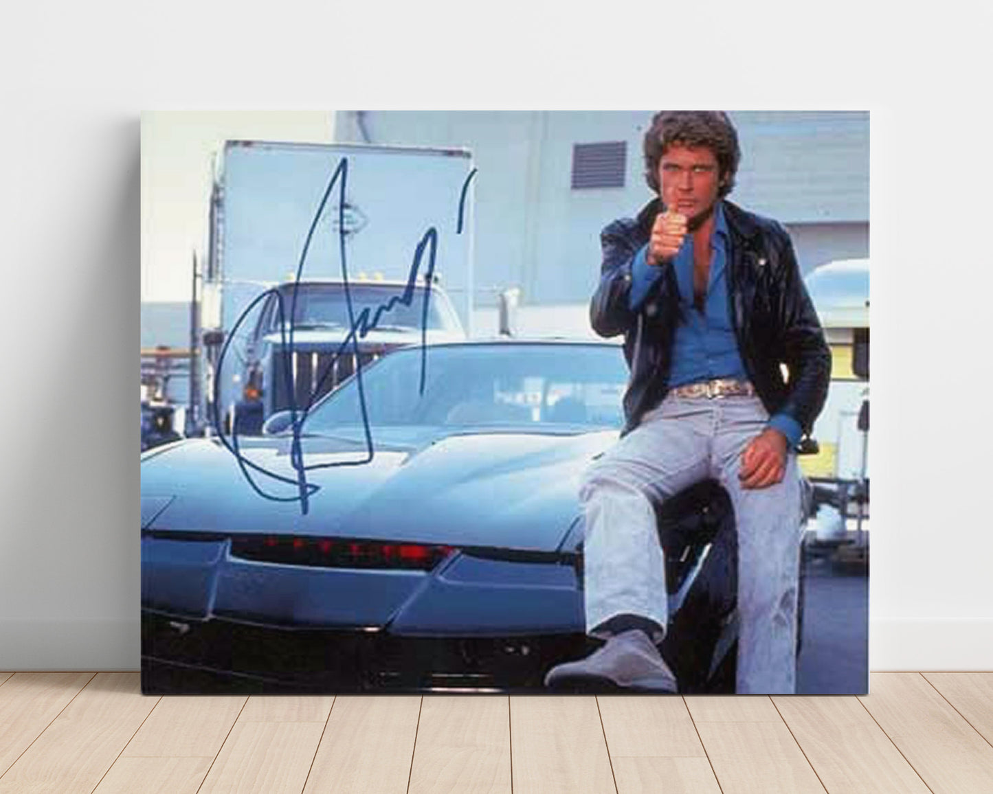 Knight Rider - David Hasselhoff (Michael Knight) KITT Red Scanner Car Scene - Vintage Television Wall Art - 16x20 Unframed Print wall art print - television decor