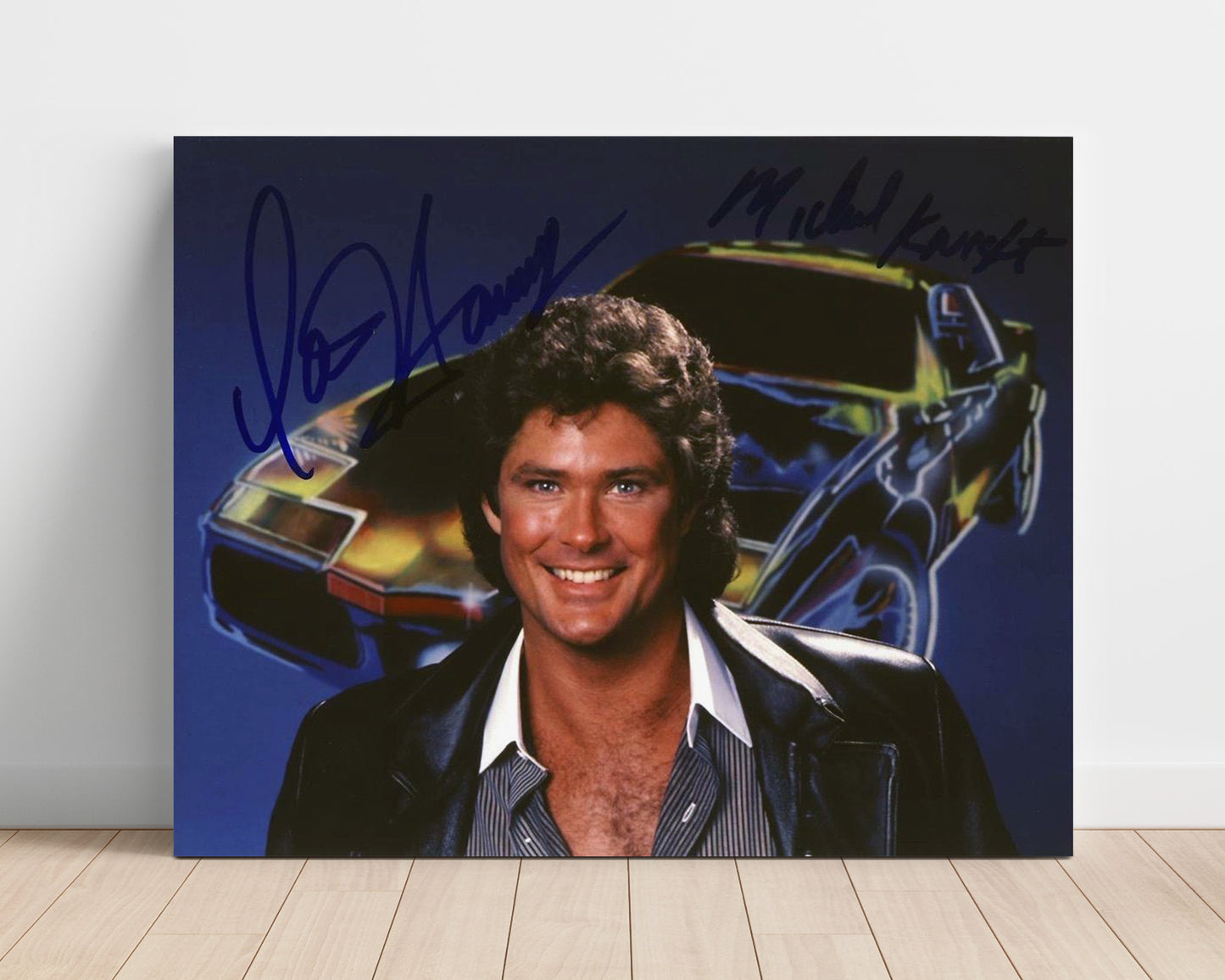 Knight Rider - David Hasselhoff (Michael Knight) Pointing from KITT Hood Action Scene - Vintage Television Wall Art - 16x20 Unframed Print wall art print - television decor