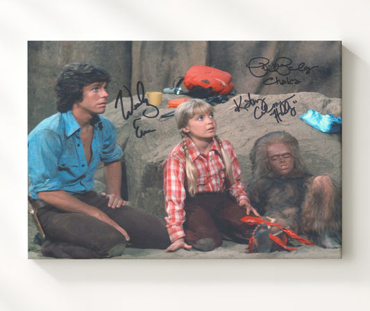 Land of the Lost - Wesley Eure (Will Marshall) Ensemble Cast Cave Discovery - Canvas television wall art