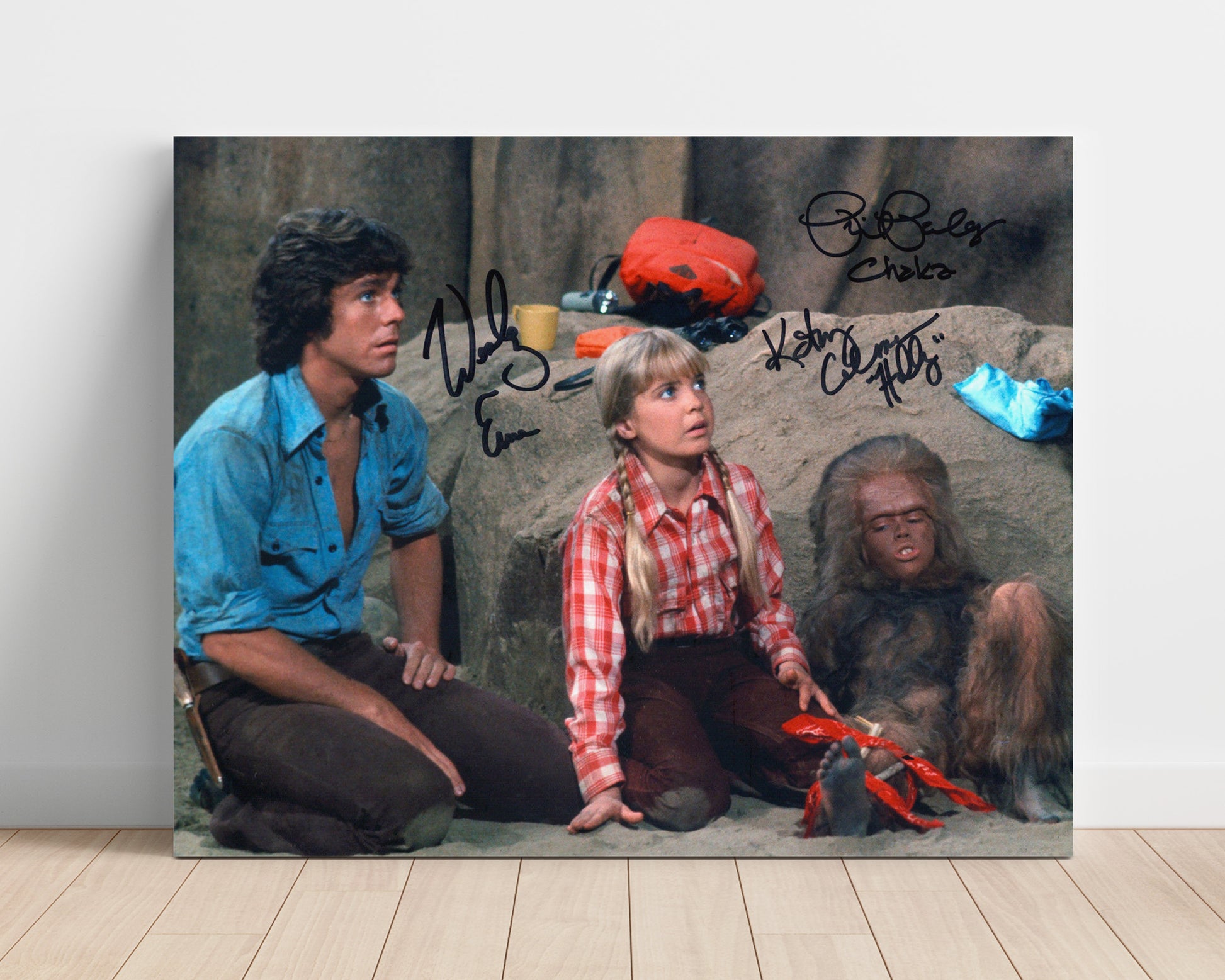Land of the Lost - Wesley Eure (Will Marshall) Ensemble Cast Cave Discovery - Vintage Television Wall Art - 16x20 Unframed Print wall art print - television decor
