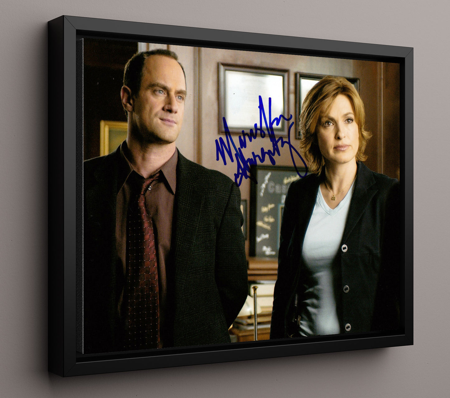 Law and Order Special Victims Unit - Mariska Hargitay (Olivia Benson) Office Interview - Vintage Television Wall Art - 16x20 Framed Canvas wall art print - television decor