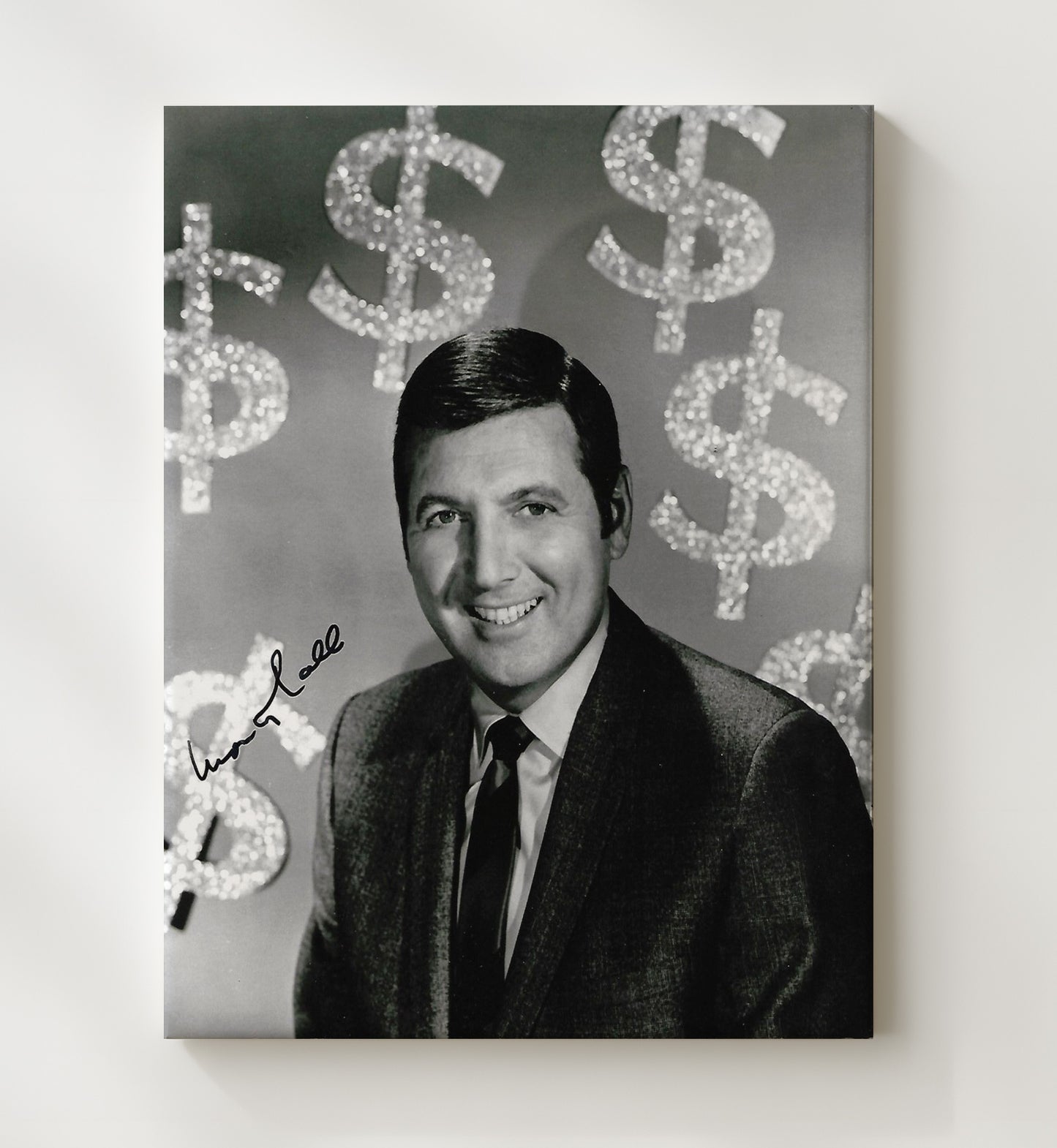 Lets Make a Deal - Monty Hall - Dollar Sign Game Show Backdrop - Vintage Television Wall Art - 20x24 Canvas wall art print - television decor