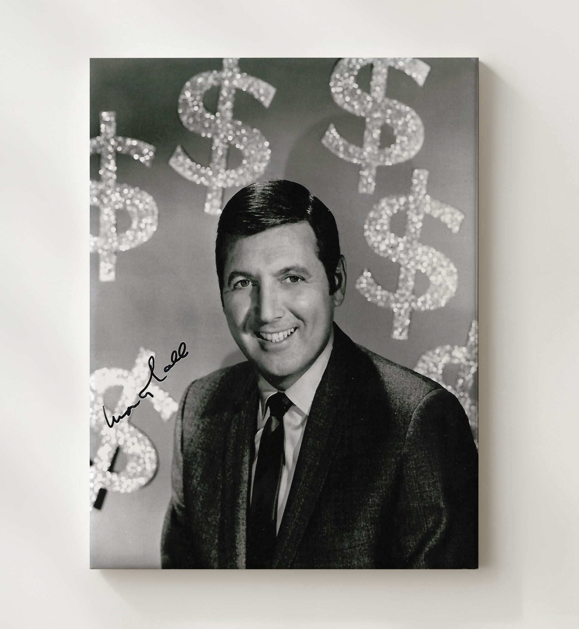 Lets Make a Deal - Monty Hall - Dollar Sign Game Show Backdrop - Vintage Television Wall Art - 20x24 Canvas wall art print - television decor