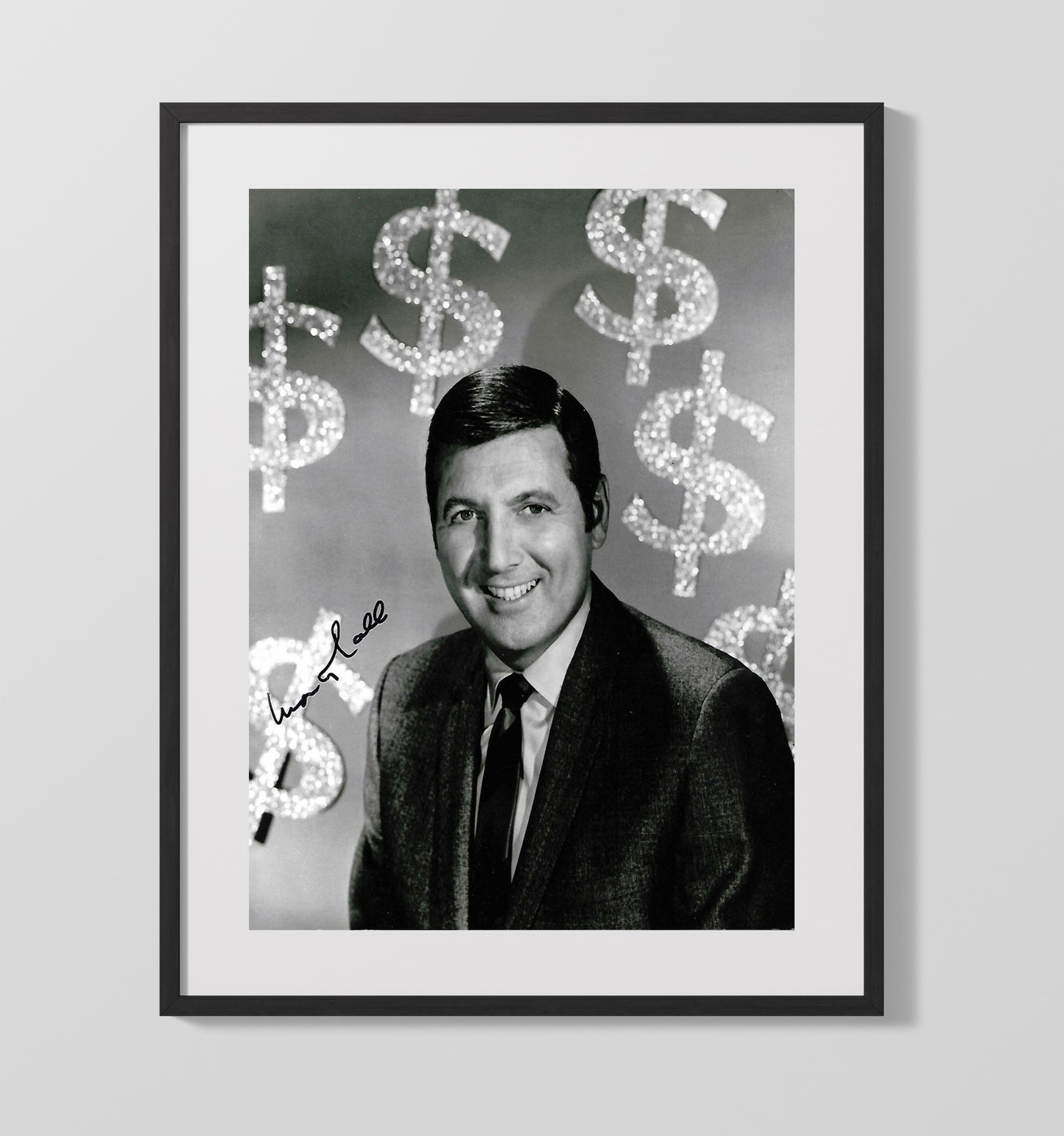 Lets Make a Deal - Monty Hall - Dollar Sign Game Show Backdrop - Vintage Television Wall Art - 16x20 Gallery Frame wall art print - television decor