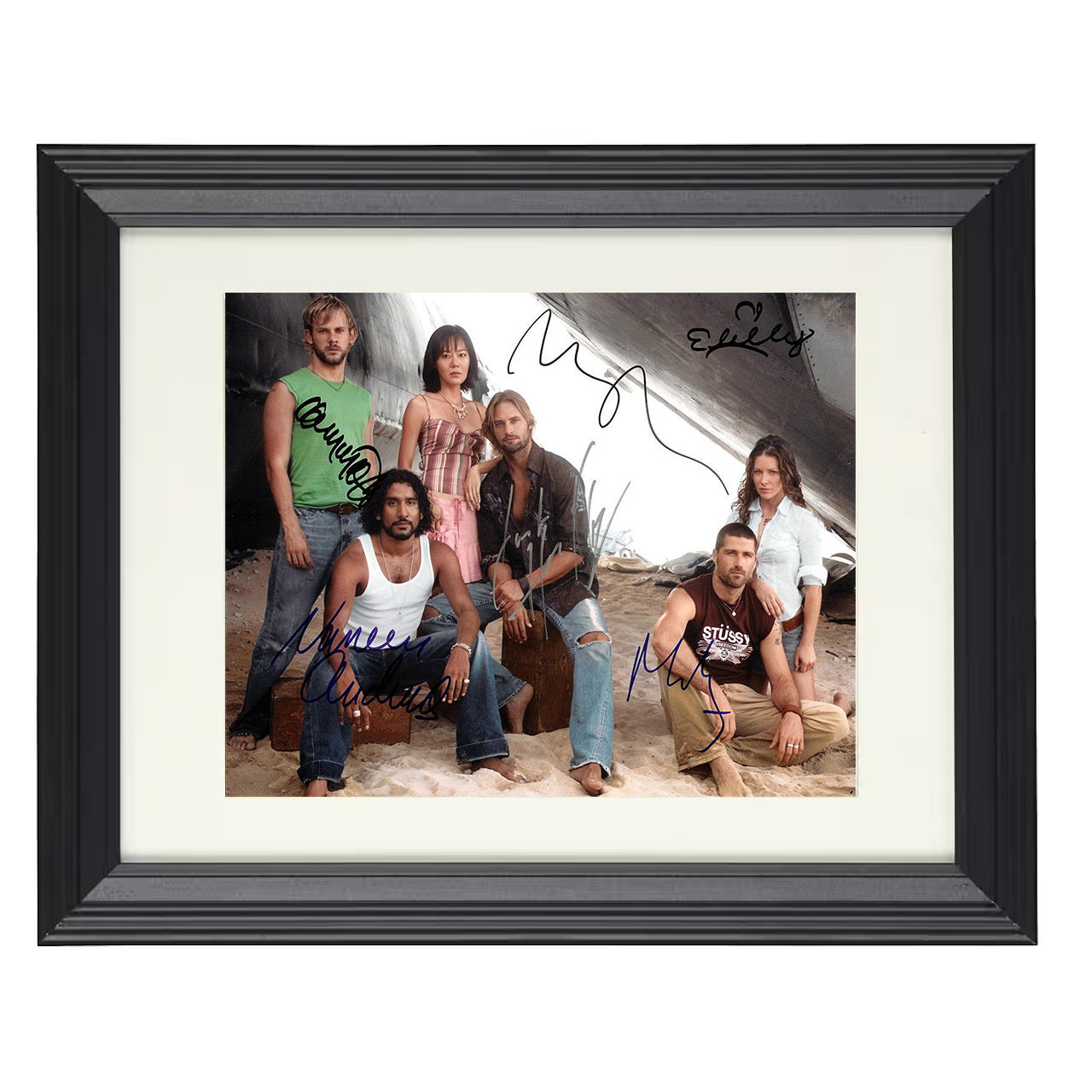Lost – Matthew Fox Cast Beach Wreckage – 8x10 black beveled framed television wall art