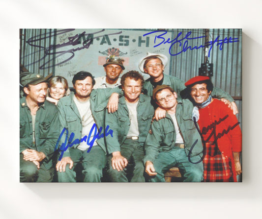 MASH - Alan Alda Ensemble Cast 4077th Canteen Cast Photo - Canvas television wall art