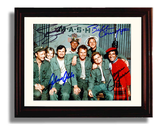 MASH - Alan Alda Ensemble Cast 4077th Canteen Cast Photo - Vintage Television Wall Art - 8x10 Beveled Frame wall art print - television decor