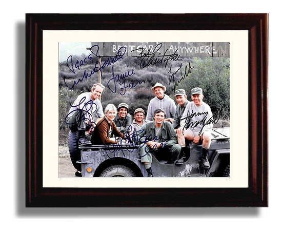 MASH - Alan Alda Ensemble Cast Army Doctors Title Poster - Vintage Television Wall Art - 8x10 Beveled Frame wall art print - television decor