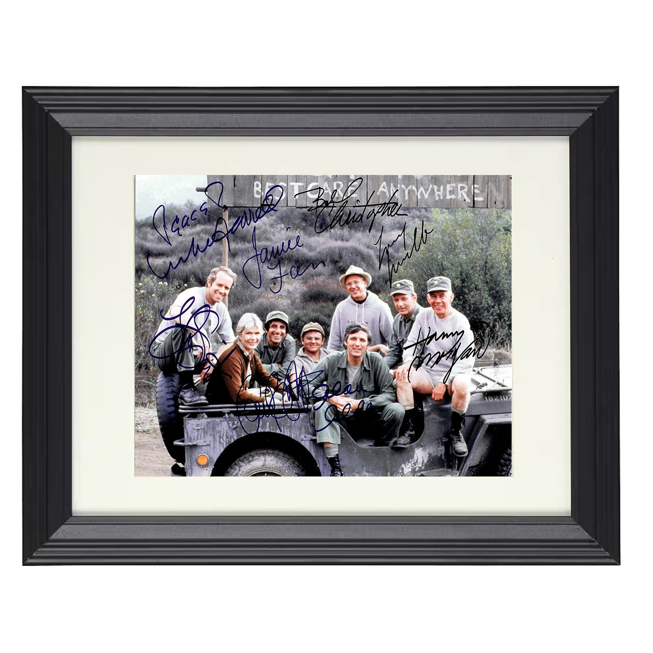MASH – Alan Alda Cast Army Doctors Title Poster – 8x10 black beveled framed television wall art