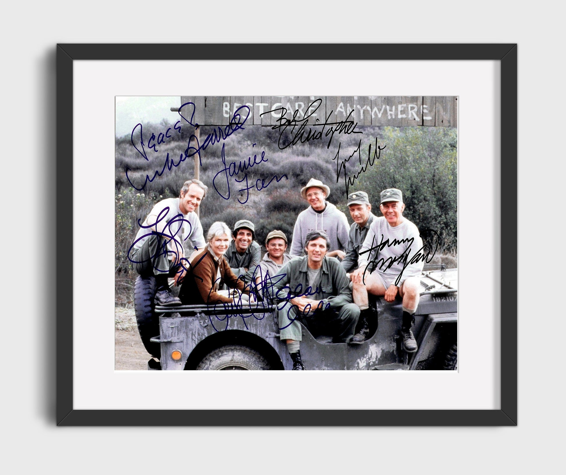 MASH - Alan Alda Ensemble Cast Army Doctors Title Poster - Vintage Television Wall Art - 16x20 Gallery Frame wall art print - television decor
