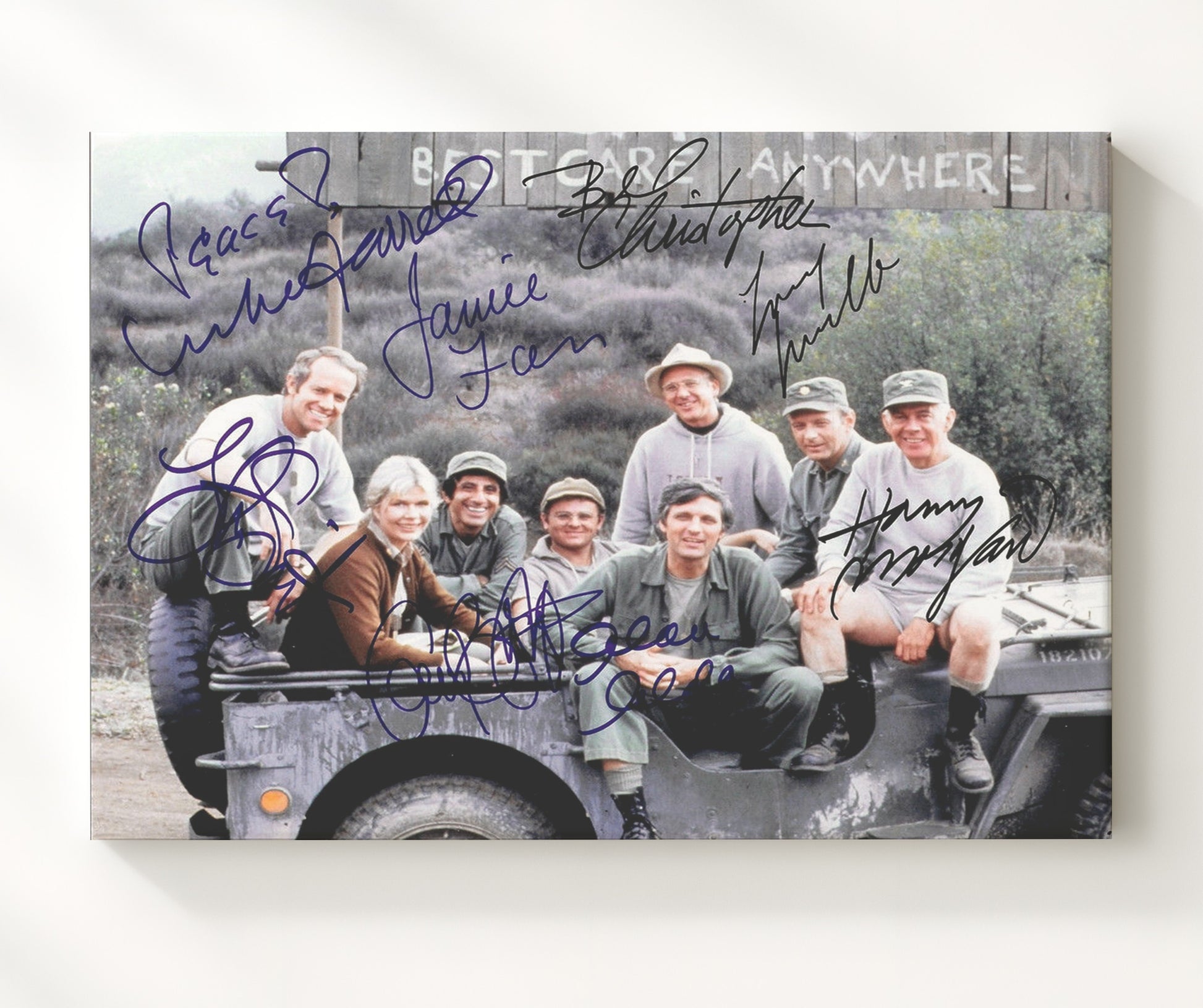 MASH - Alan Alda Ensemble Cast Army Doctors Title Poster - Vintage Television Wall Art - 20x24 Canvas wall art print - television decor