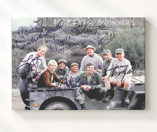MASH - Alan Alda Ensemble Cast Army Doctors Title Poster - Canvas television wall art