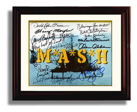 MASH - Alan Alda Ensemble Cast Title Card Autograph Collage - Vintage Television Wall Art - 8x10 Beveled Frame wall art print - television decor