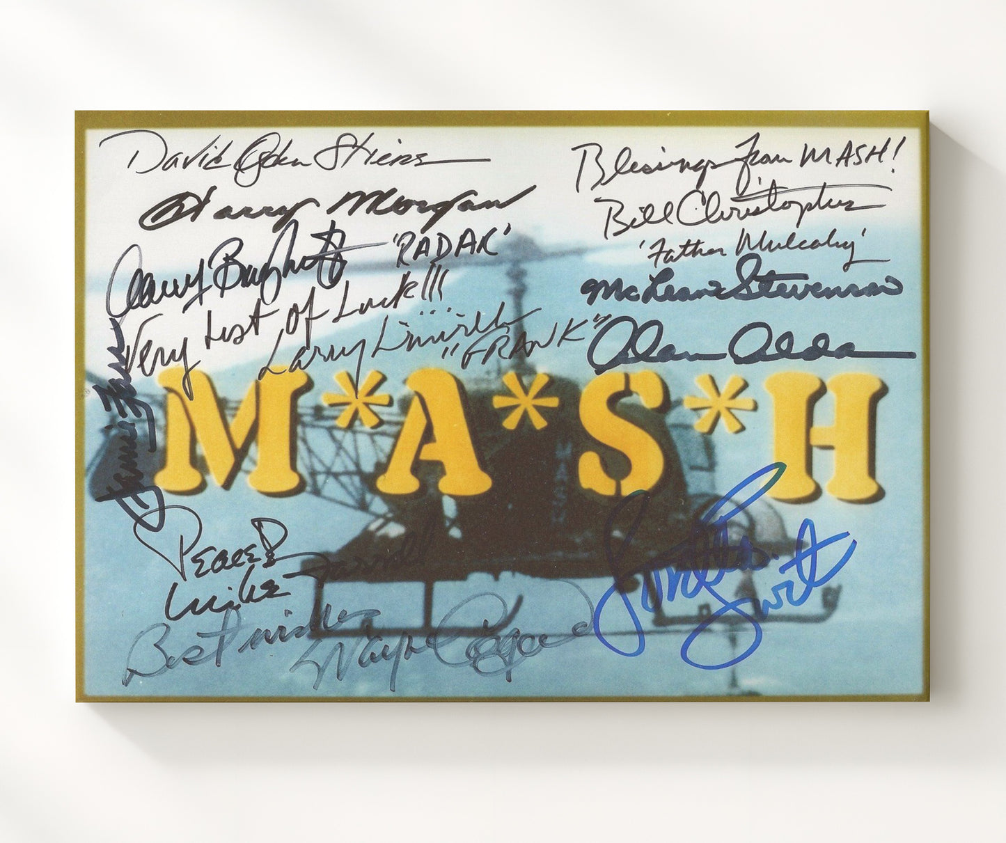 MASH - Alan Alda Ensemble Cast Title Card Autograph Collage - Vintage Television Wall Art - 20x24 Canvas wall art print - television decor