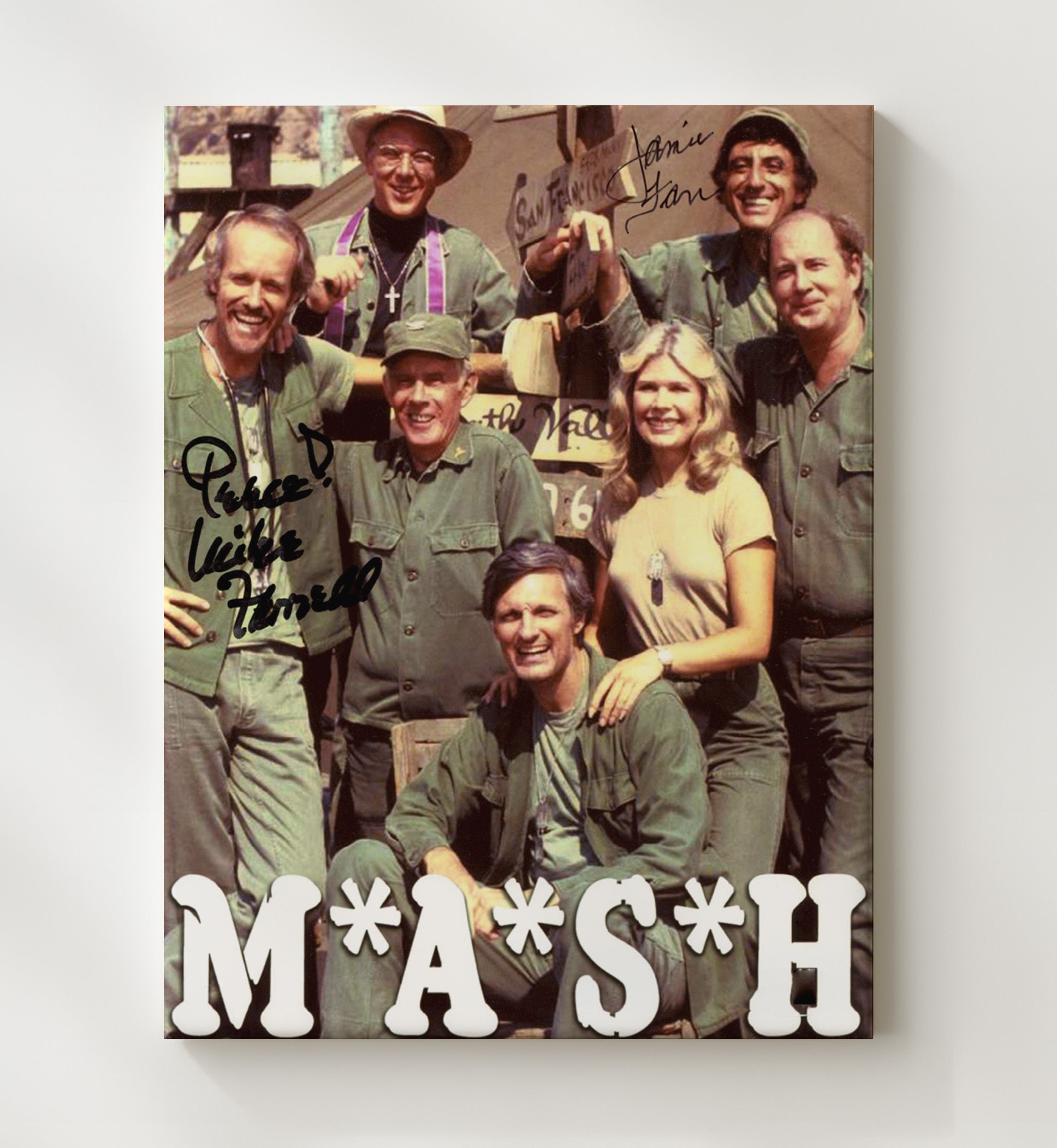MASH - Mike Farrell and Jamie Farr - B.J. Hunnicutt and Klinger Laughing - Vintage Television Wall Art - 20x24 Canvas wall art print - television decor
