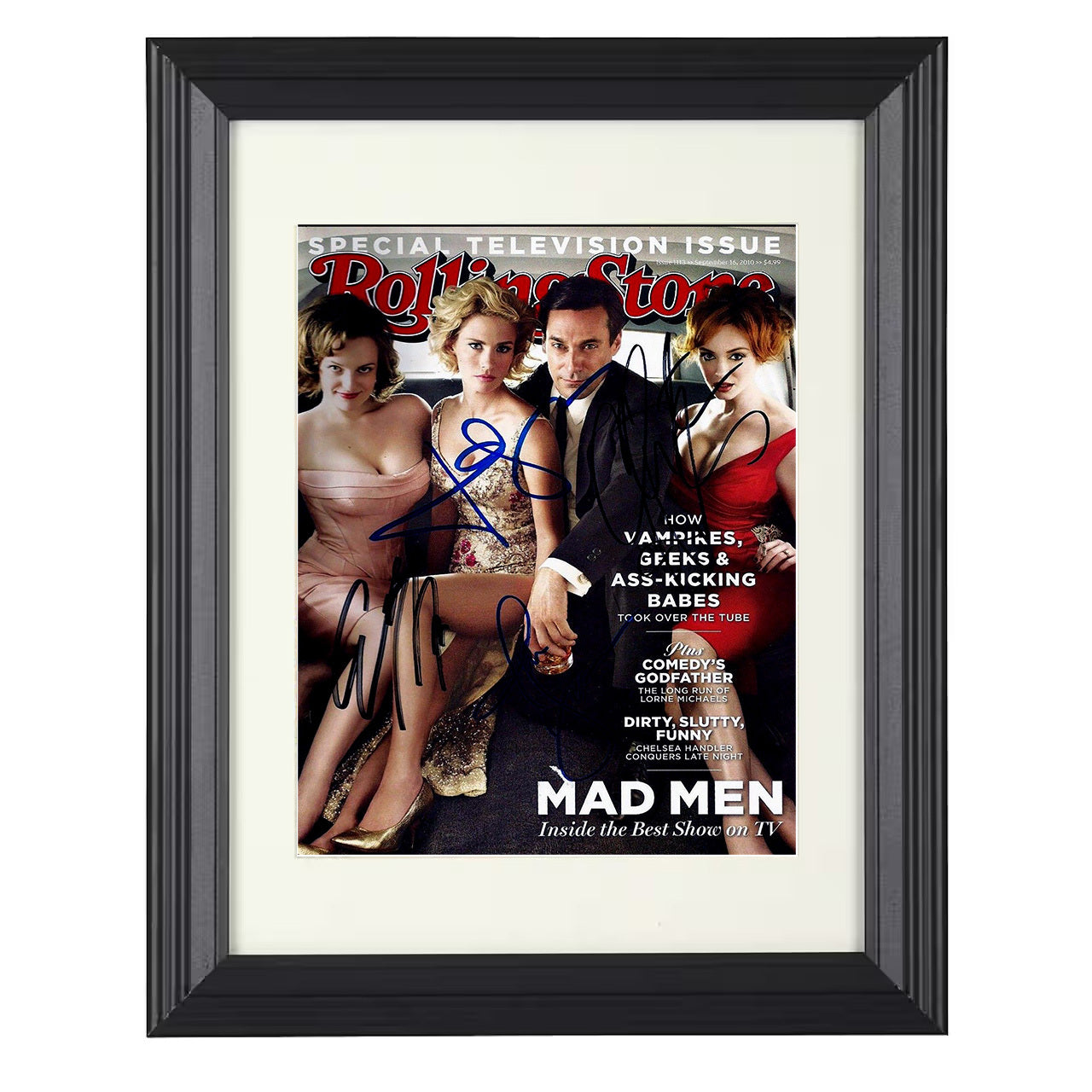 Mad Men – Cast – Rolling Stone Artwork Ensemble – 8x10 black beveled framed television wall art