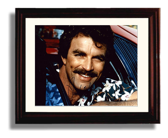 Magnum P.I. - Tom Selleck (Thomas Magnum) - Ferrari Lean Smile - Vintage Television Wall Art - 8x10 Beveled Frame wall art print - television decor