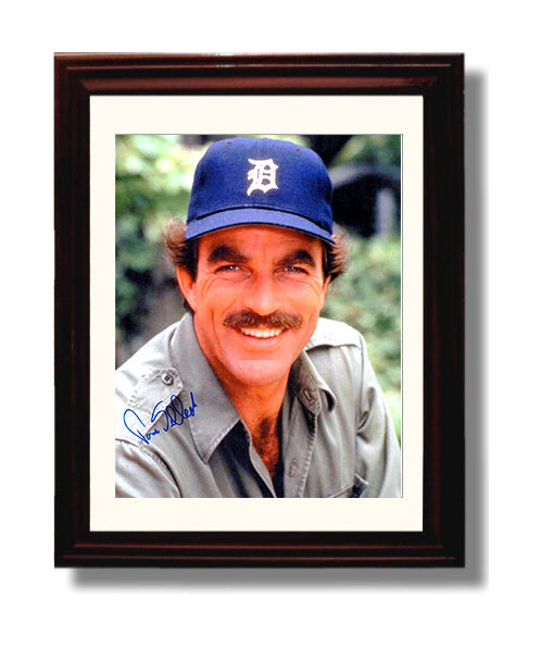 Magnum P.I. - Tom Selleck (Thomas Magnum) Detroit Cap Smiling Headshot - Vintage Television Wall Art - 8x10 Beveled Frame wall art print - television decor