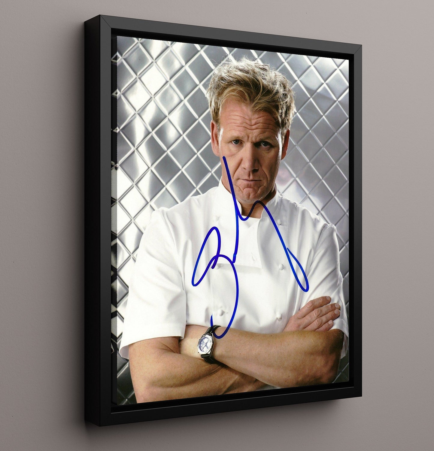 MasterChef - Gordon Ramsay Crossed Arms Kitchen Backdrop - Vintage Television Wall Art - 16x20 Framed Canvas wall art print - television decor