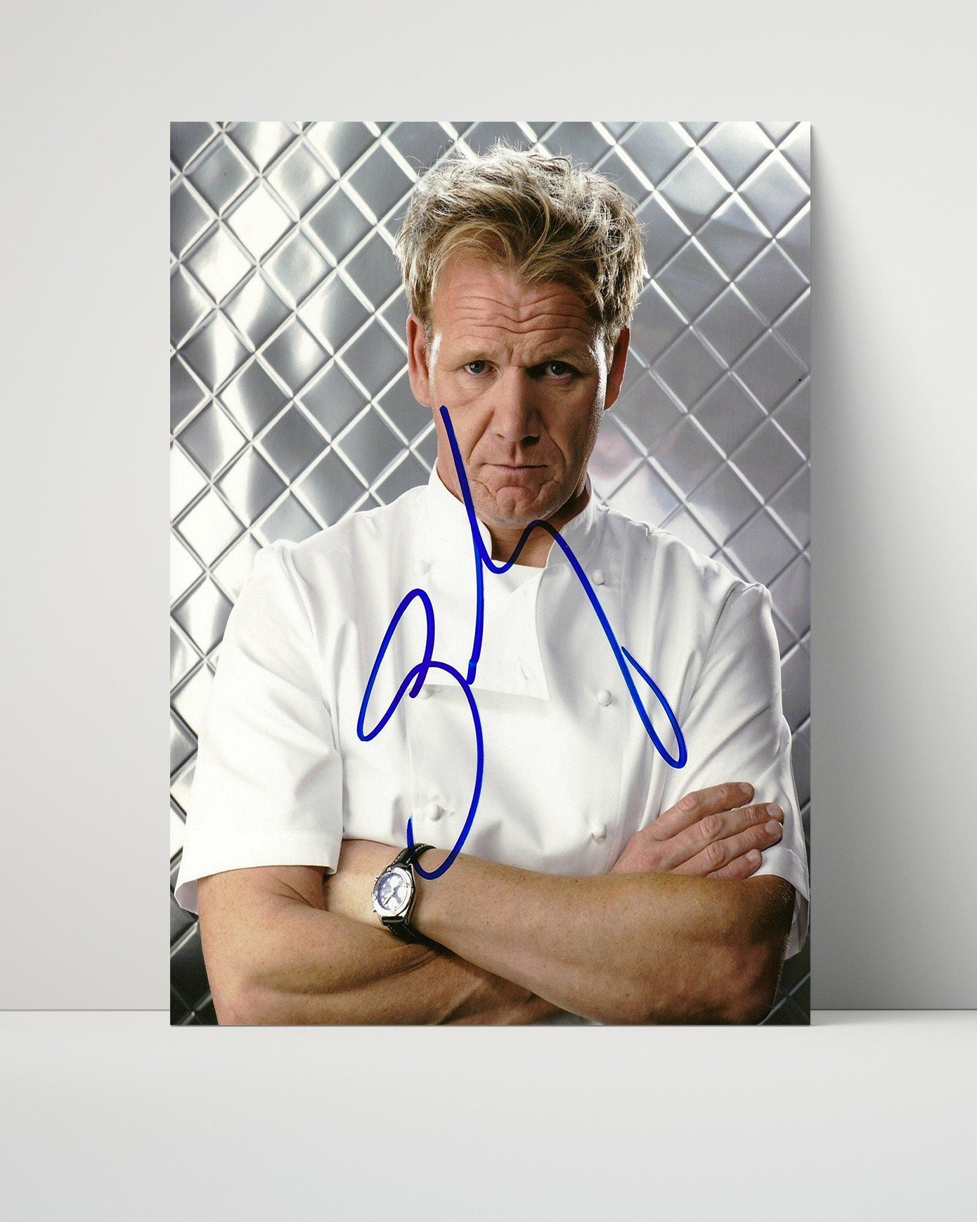 MasterChef - Gordon Ramsay Crossed Arms Kitchen Backdrop - Vintage Television Wall Art - 16x20 Unframed Print wall art print - television decor