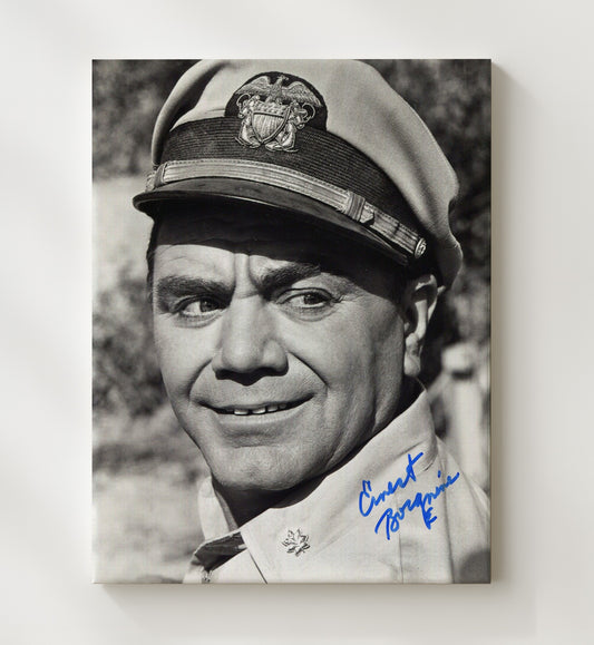 McHale's Navy - Ernest Borgnine Captain Uniform Black-and-White - Canvas television wall art