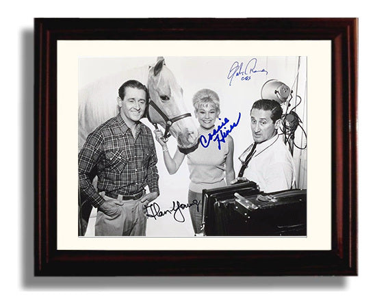 Mister Ed - Alan Young (Wilbur Post) and Connie Hines (Carol Post) Studio Horse Comedy Cast - Vintage Television Wall Art - 8x10 Beveled Frame wall art print - television decor