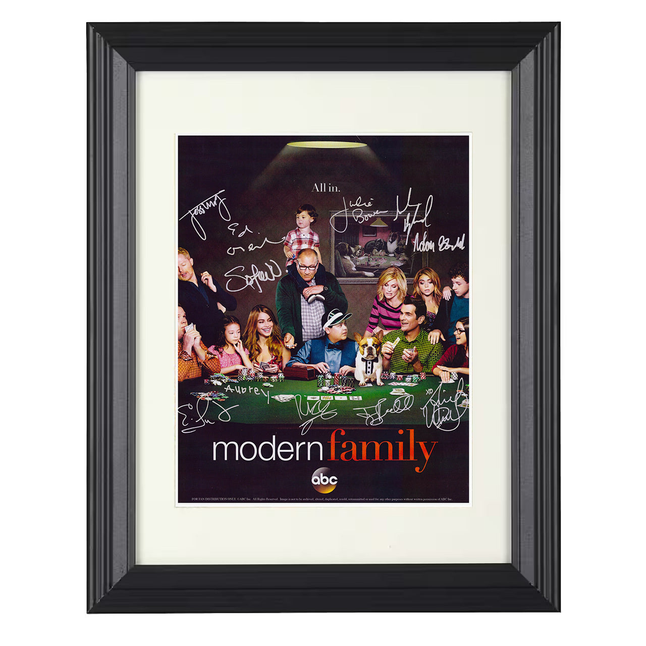 Modern Family – Cast – Poker Table Ensemble Poster – 8x10 black beveled framed television wall art