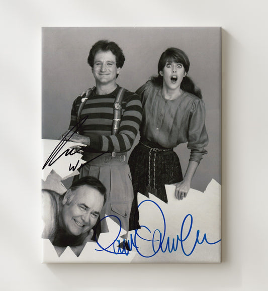 Mork and Mindy - Robin Williams and Pam Dawber - Classic Cast Studio Shot - Canvas television wall art