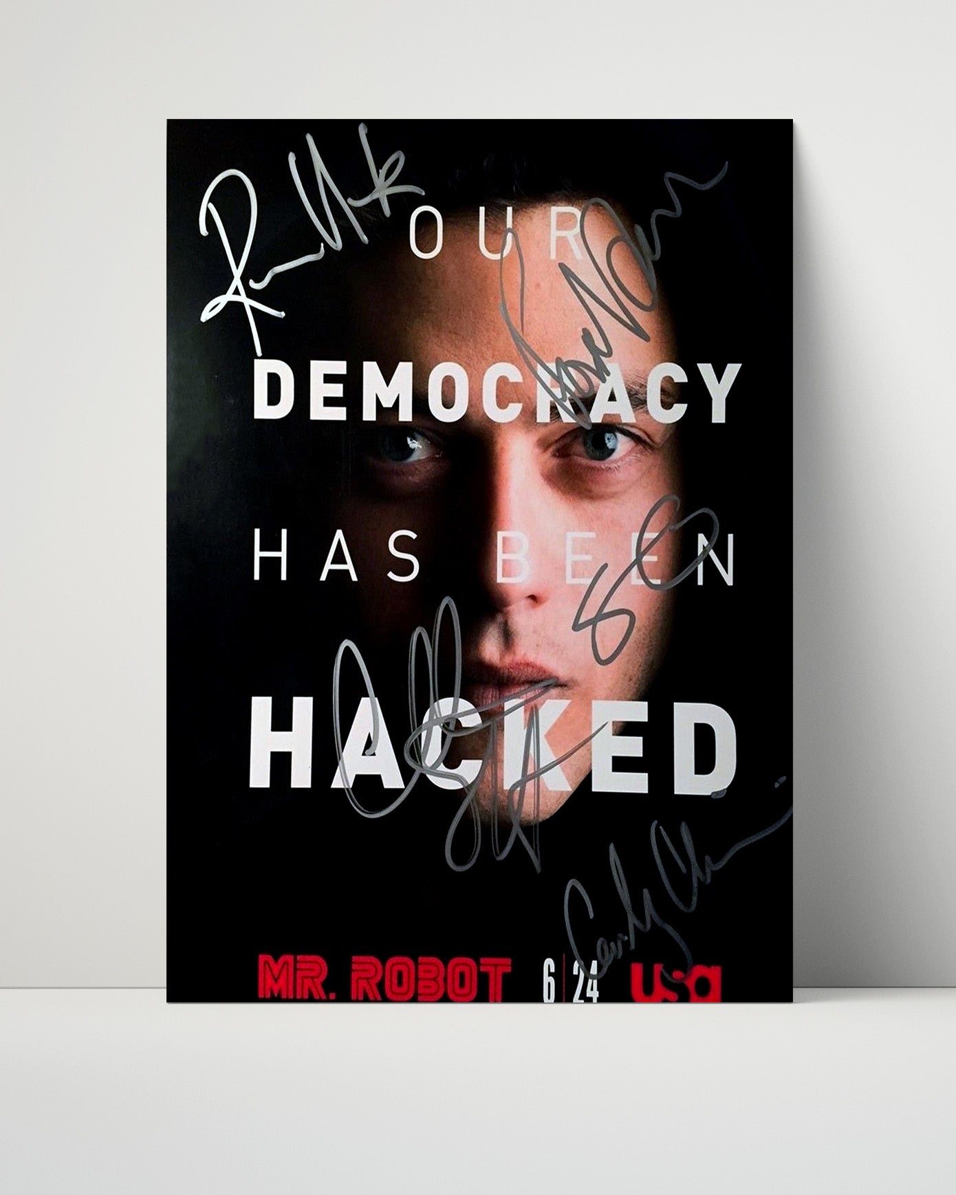 Mr Robot - Cast - Democracy Has Been Hacked Poster - Vintage Television Wall Art - 16x20 Unframed Print wall art print - television decor