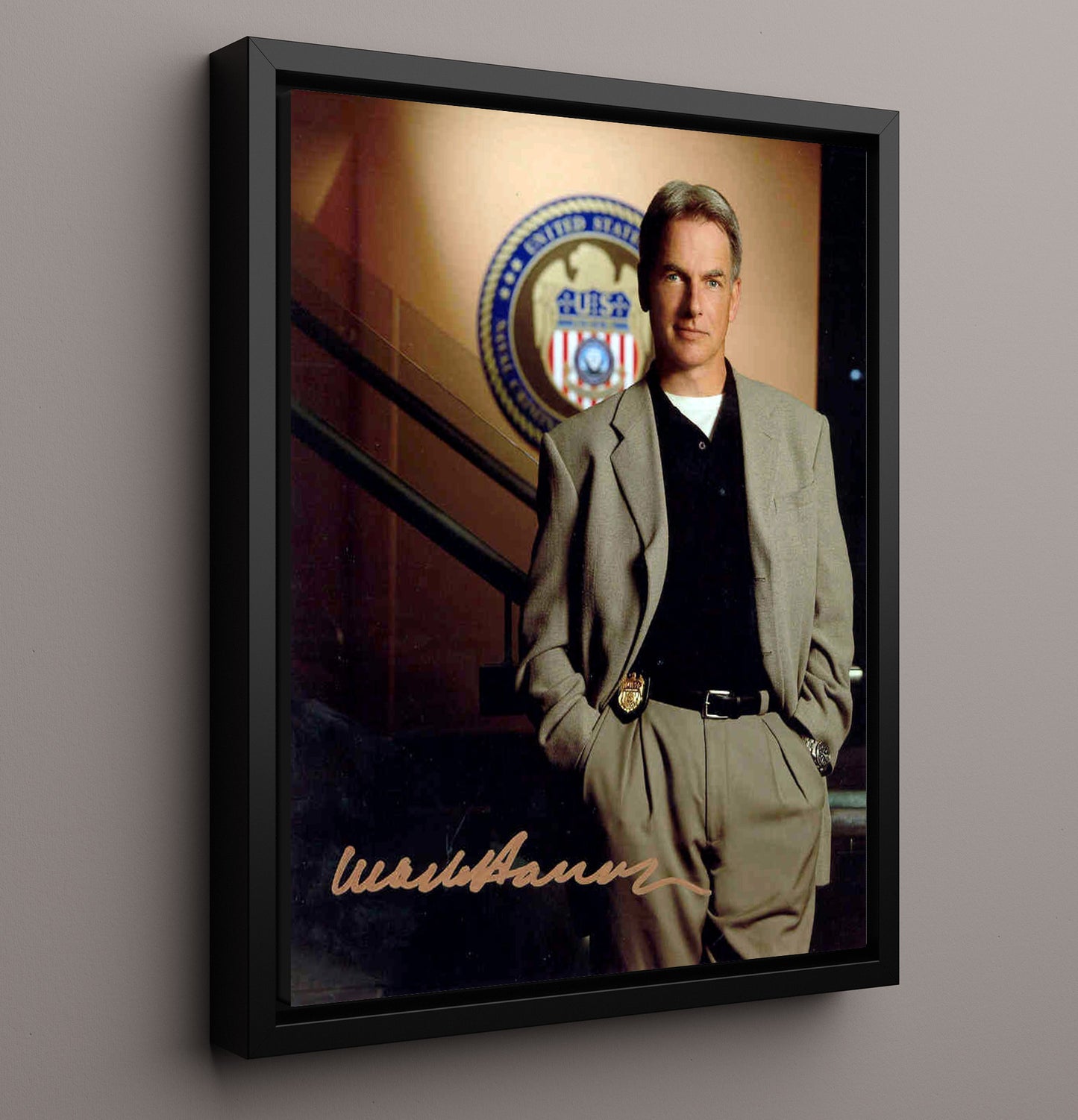 NCIS - Mark Harmon - Special Agent Gibbs - Vintage Television Wall Art - 16x20 Framed Canvas wall art print - television decor