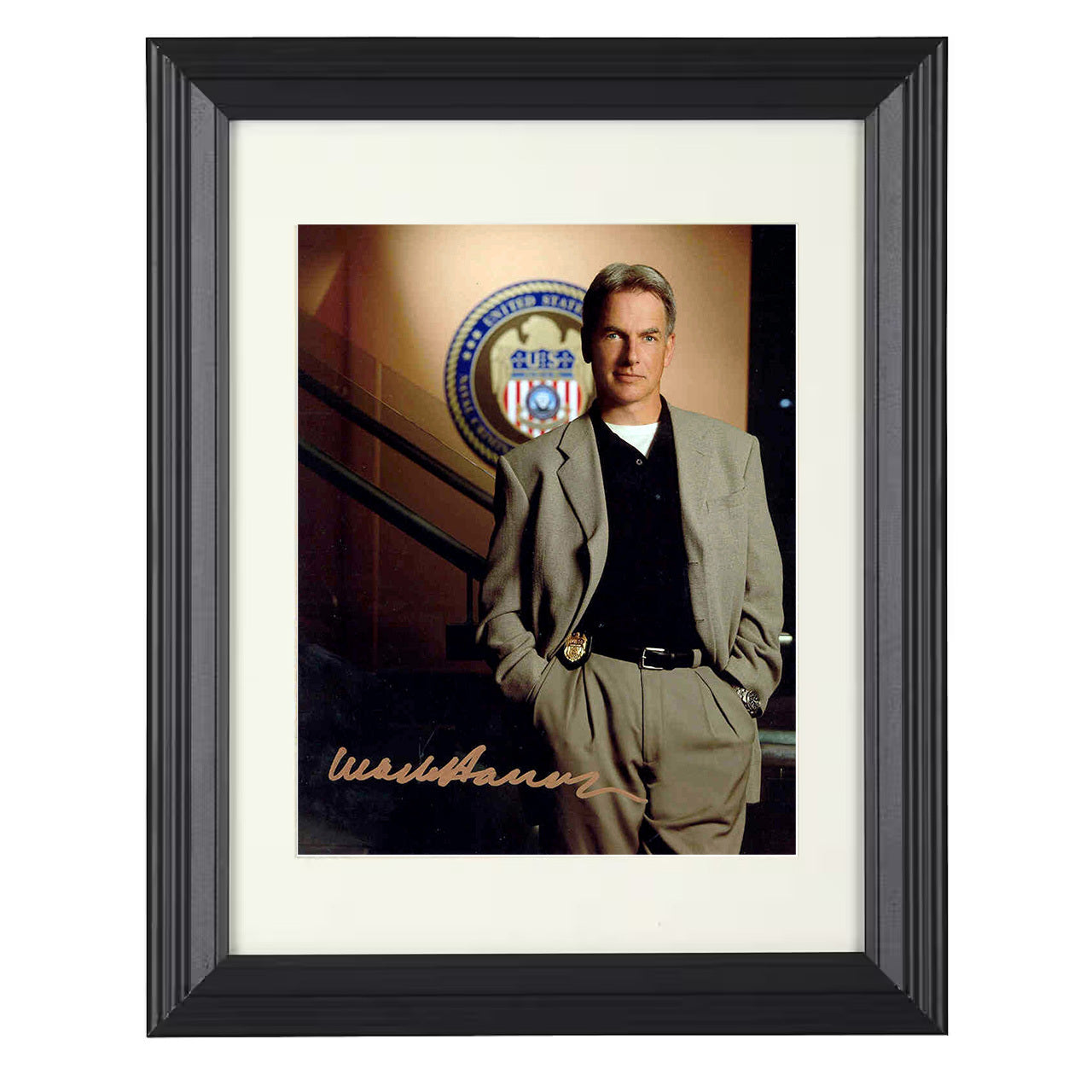 NCIS – Mark Harmon – Special Agent Gibbs Image – 8x10 black beveled framed television wall art