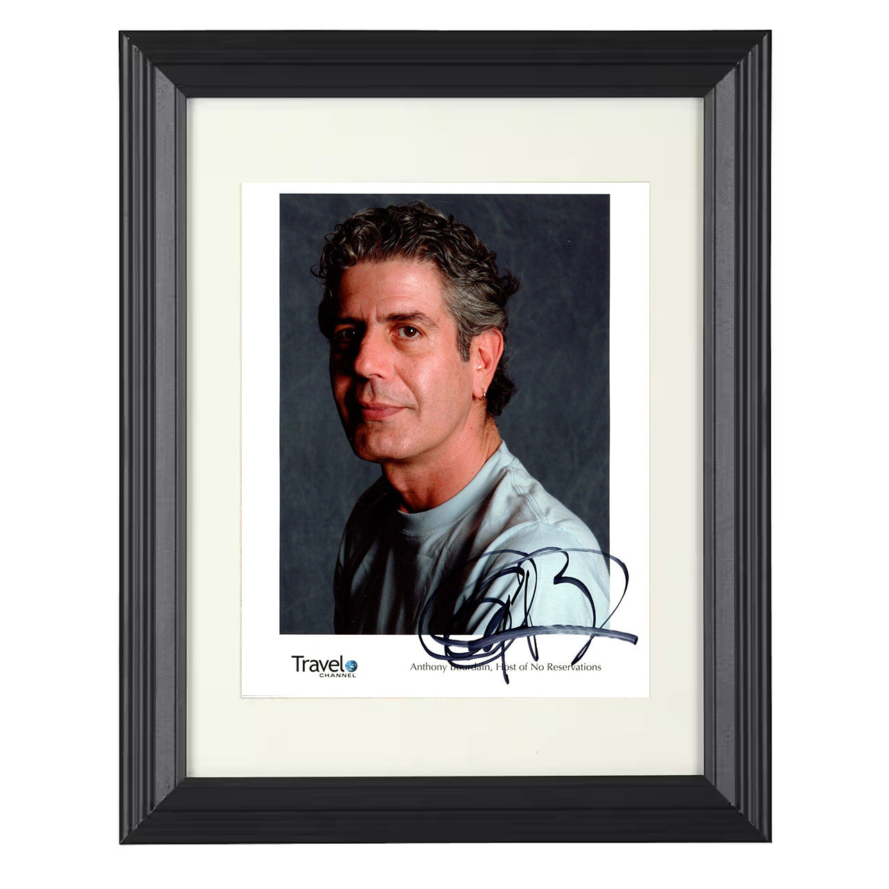 No Reservations – Anthony Bourdain Globe Trekking Culinary – 8x10 black beveled framed television wall art