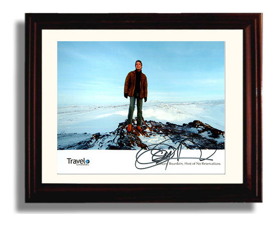 No Reservations - Anthony Bourdain (Host) Arctic Landscape Stand - Vintage Television Wall Art - 8x10 Beveled Frame wall art print - television decor