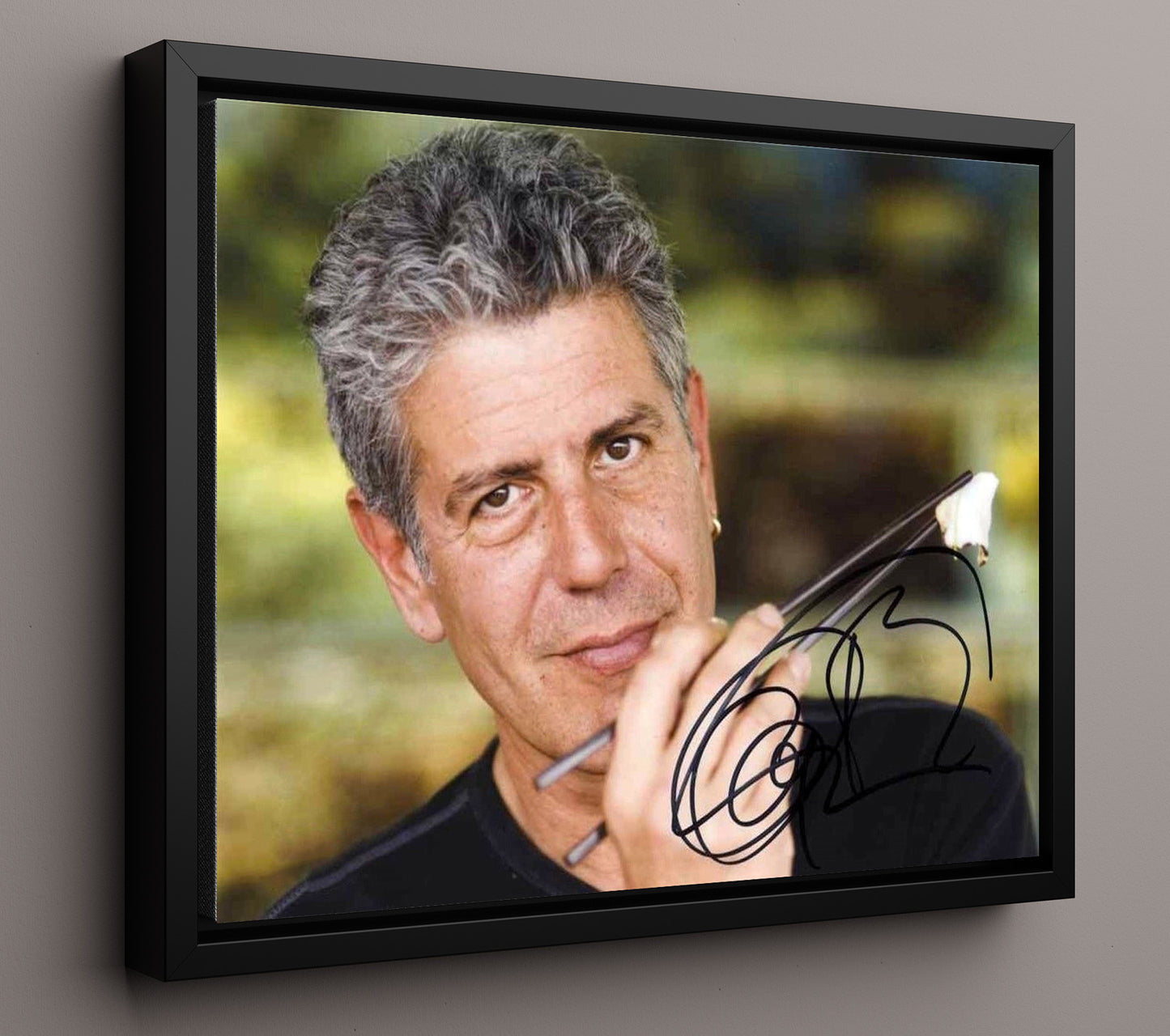 No Reservations - Anthony Bourdain (Host) Eating Sushi Moment - Vintage Television Wall Art - 16x20 Framed Canvas wall art print - television decor