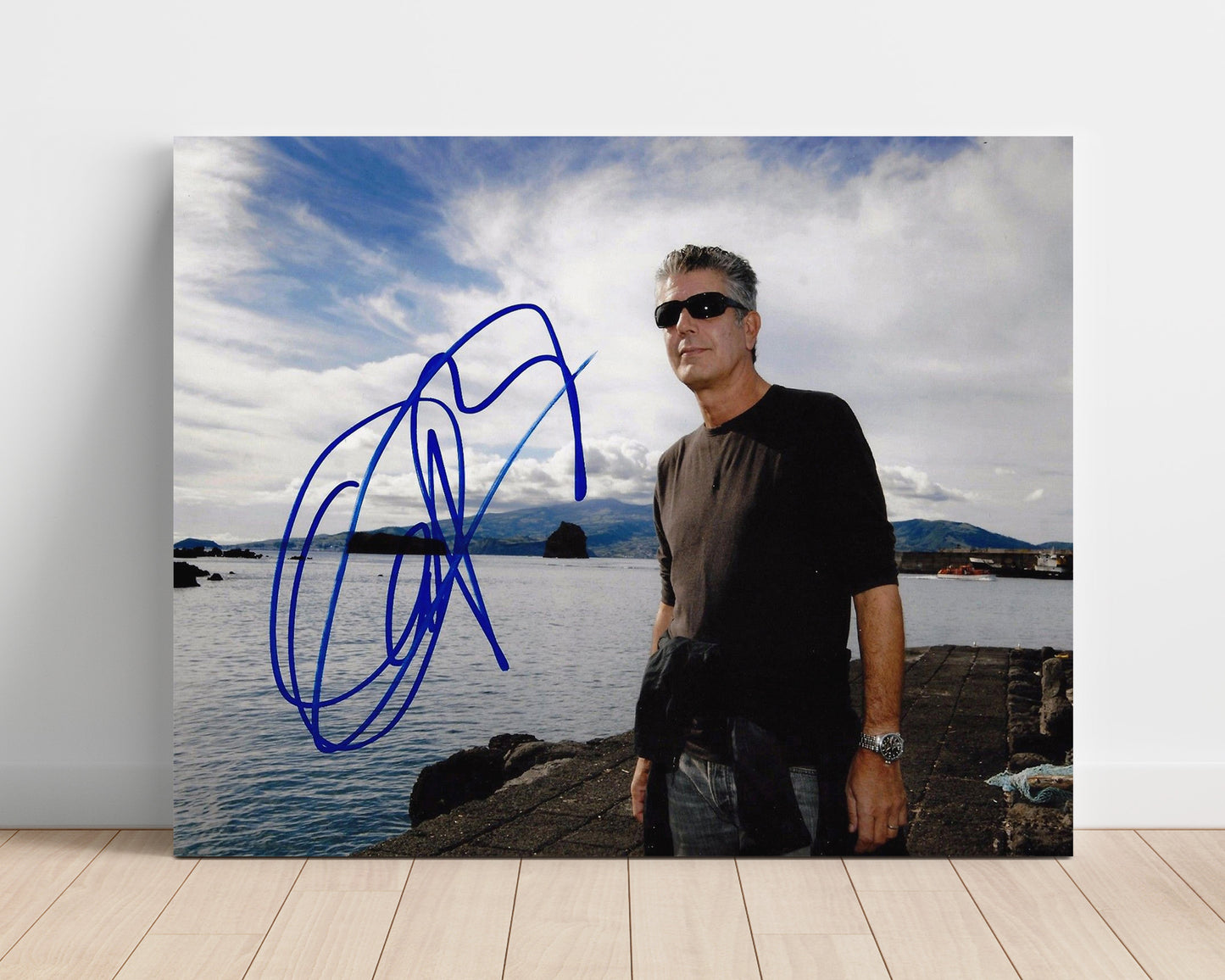 No Reservations - Anthony Bourdain (Host) Harbor Dock Sunglasses Pose - Vintage Television Wall Art - 16x20 Unframed Print wall art print - television decor