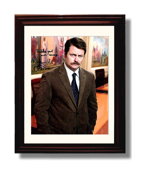 Parks and Recreation - Nick Offerman - Ron Swanson Paddle Your Own Canoe - Vintage Television Wall Art - 8x10 Beveled Frame wall art print - television decor