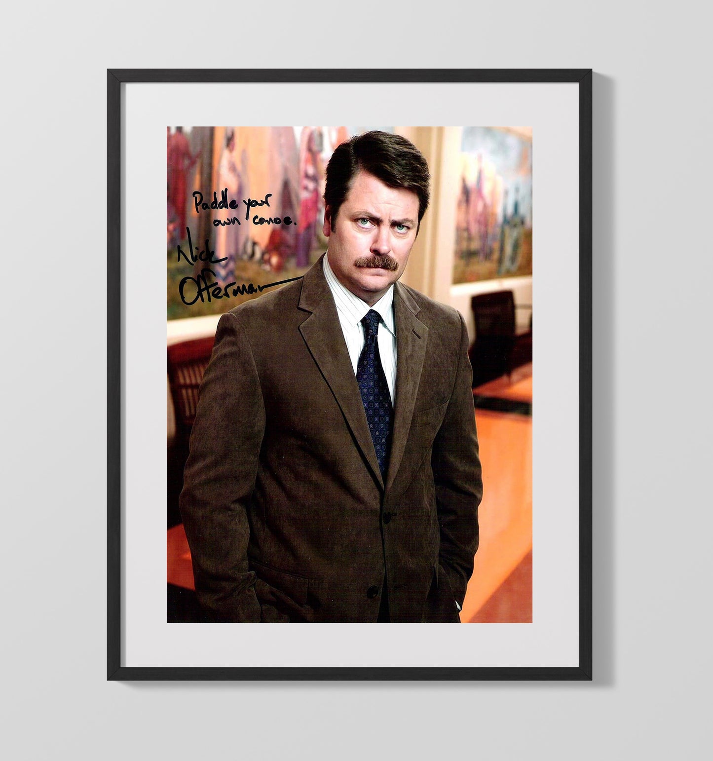 Parks and Recreation - Nick Offerman - Ron Swanson Paddle Your Own Canoe - Vintage Television Wall Art - 16x20 Gallery Frame wall art print - television decor