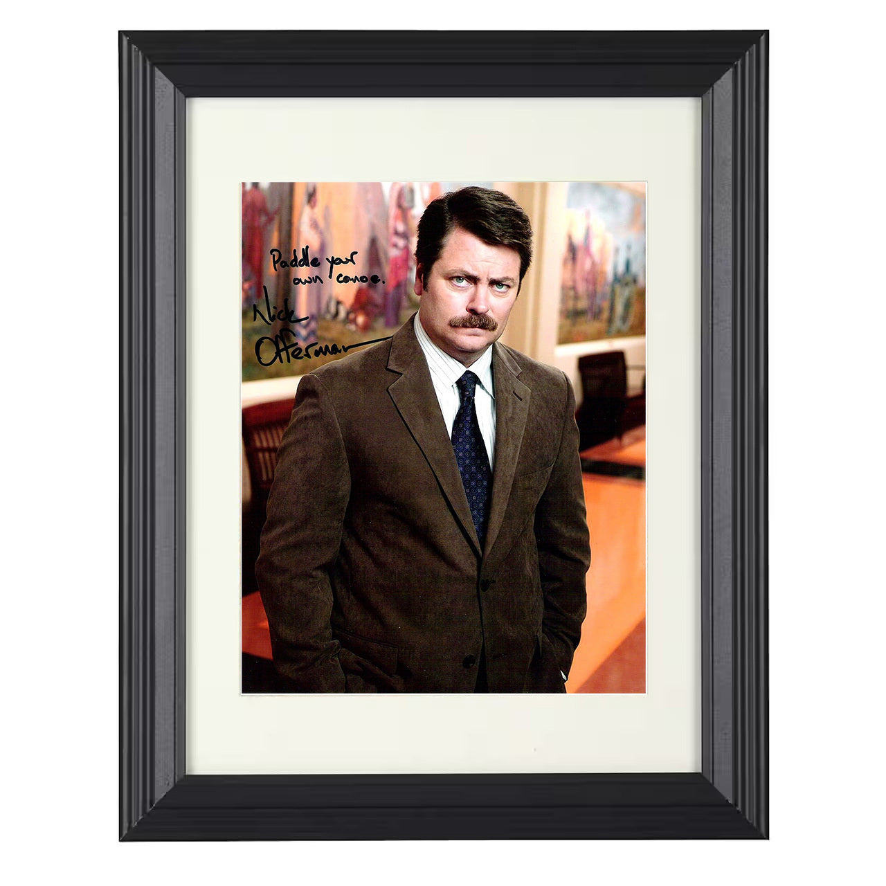 Parks and Recreation – Nick Offerman – Ron Swanson Paddle – 8x10 black beveled framed television wall art