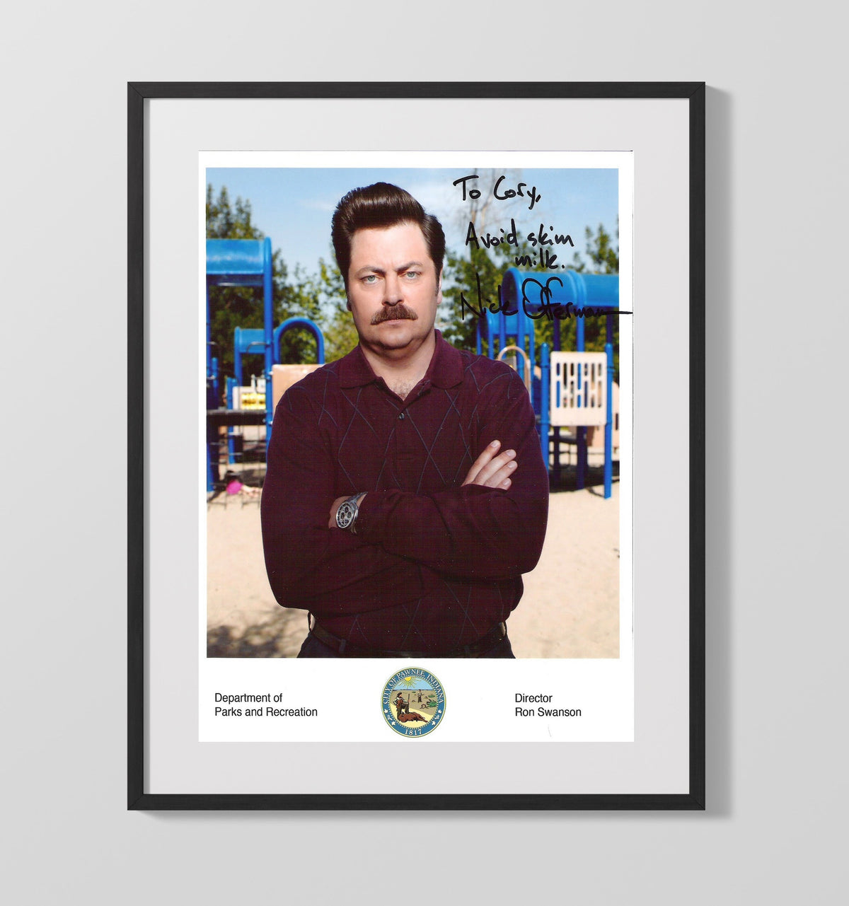 Parks and Recreation - Nick Offerman - Ron Swanson Playground Scene - Gallery Frame television wall art