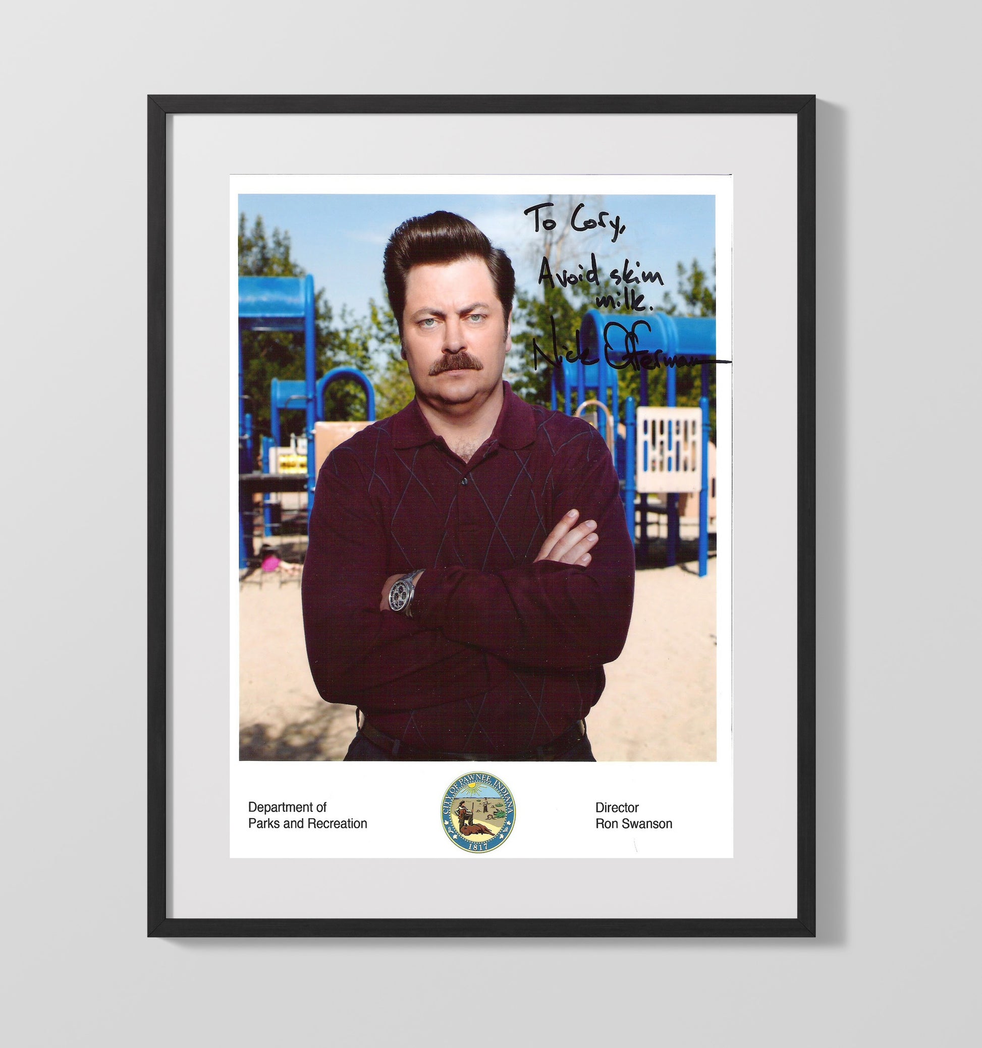 Parks and Recreation - Nick Offerman - Ron Swanson Playground Scene - Vintage Television Wall Art - 16x20 Gallery Frame wall art print - television decor