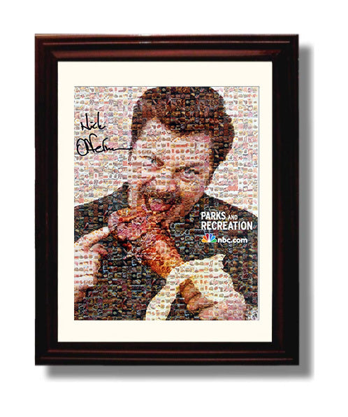 Parks and Recreation - Nick Offerman - Ron Swanson Steak Mosaic - Vintage Television Wall Art - 8x10 Beveled Frame wall art print - television decor